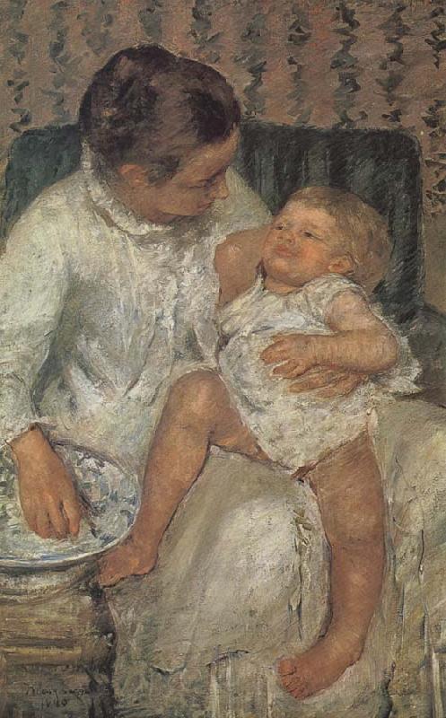 Mary Cassatt Mothe helping children a bath oil painting image